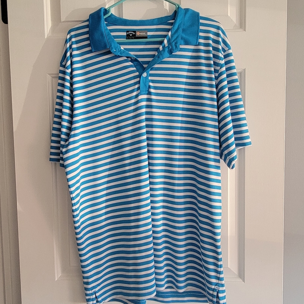 Sky Blue Striped Callaway Polo - XL